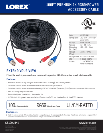 lorex 100 ft cable