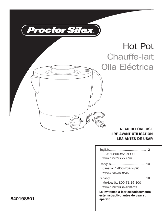 Proctor Silex 48507 Hot Pot 32 oz White