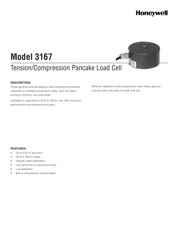 Honeywell 3167 Pancake Load Cell Datasheet | Manualzz