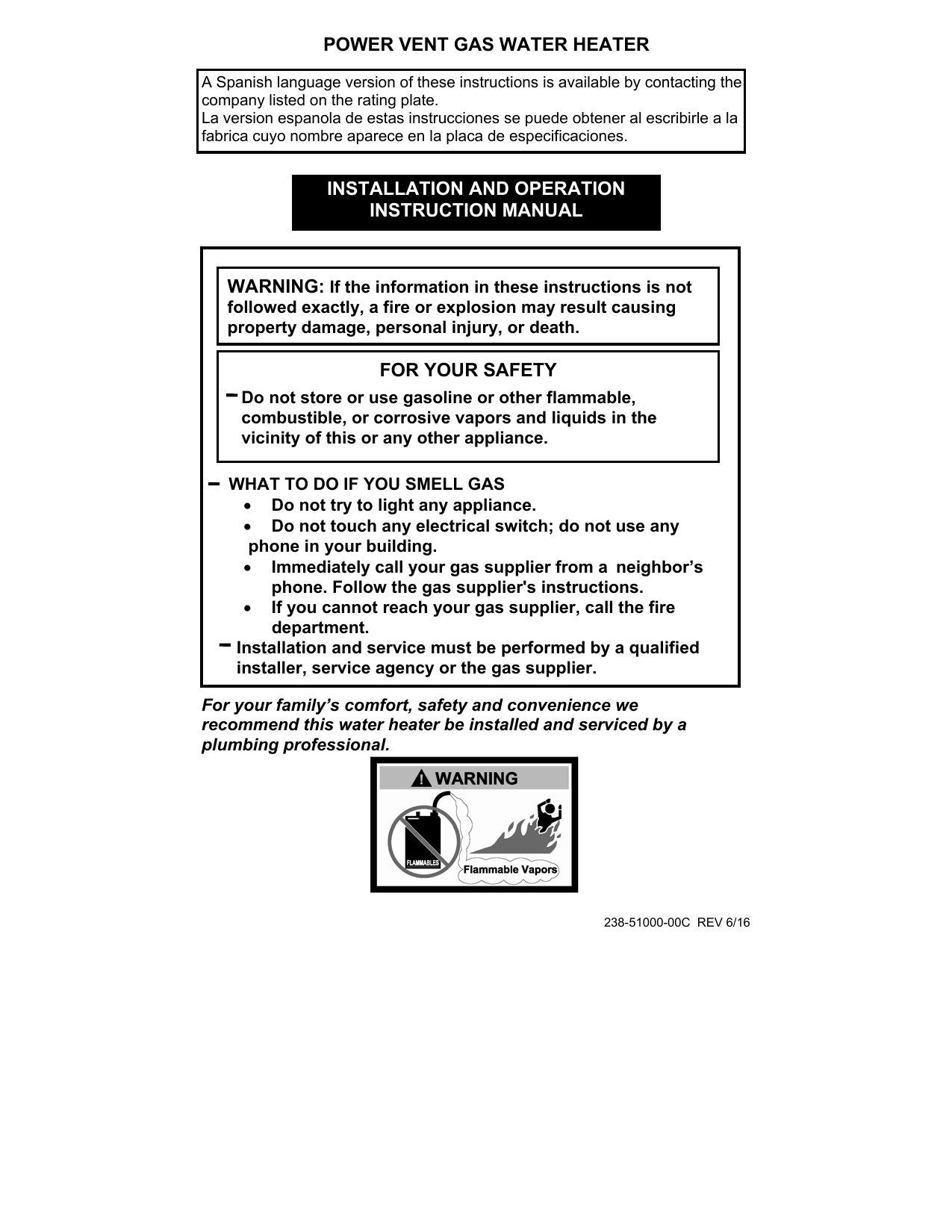 Bradford White RG1PV40S6N Power Vent Gas Manual | Manualzz