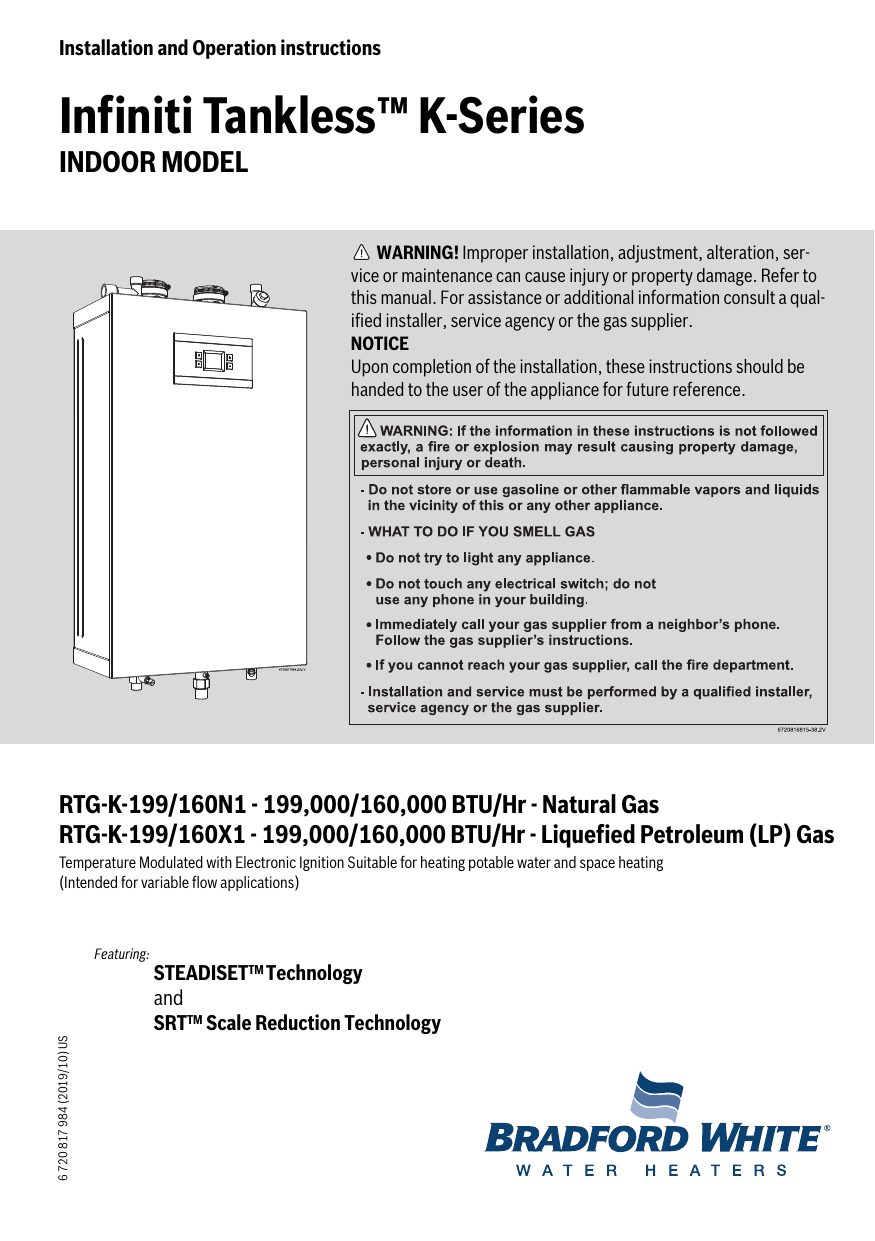 Bradford White Rtg K 199 N1 Rtg K 160 N1 Manual Manualzz