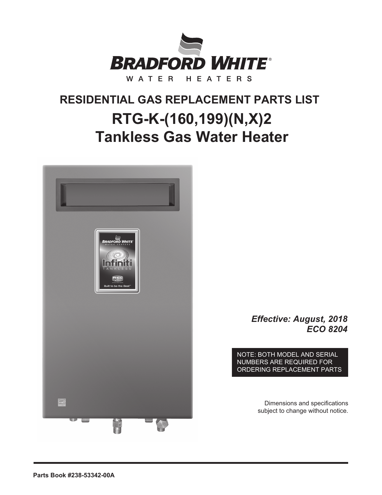 Bradford White RTGK160N2 Infiniti K Series Tankless (Condensing) Gas
