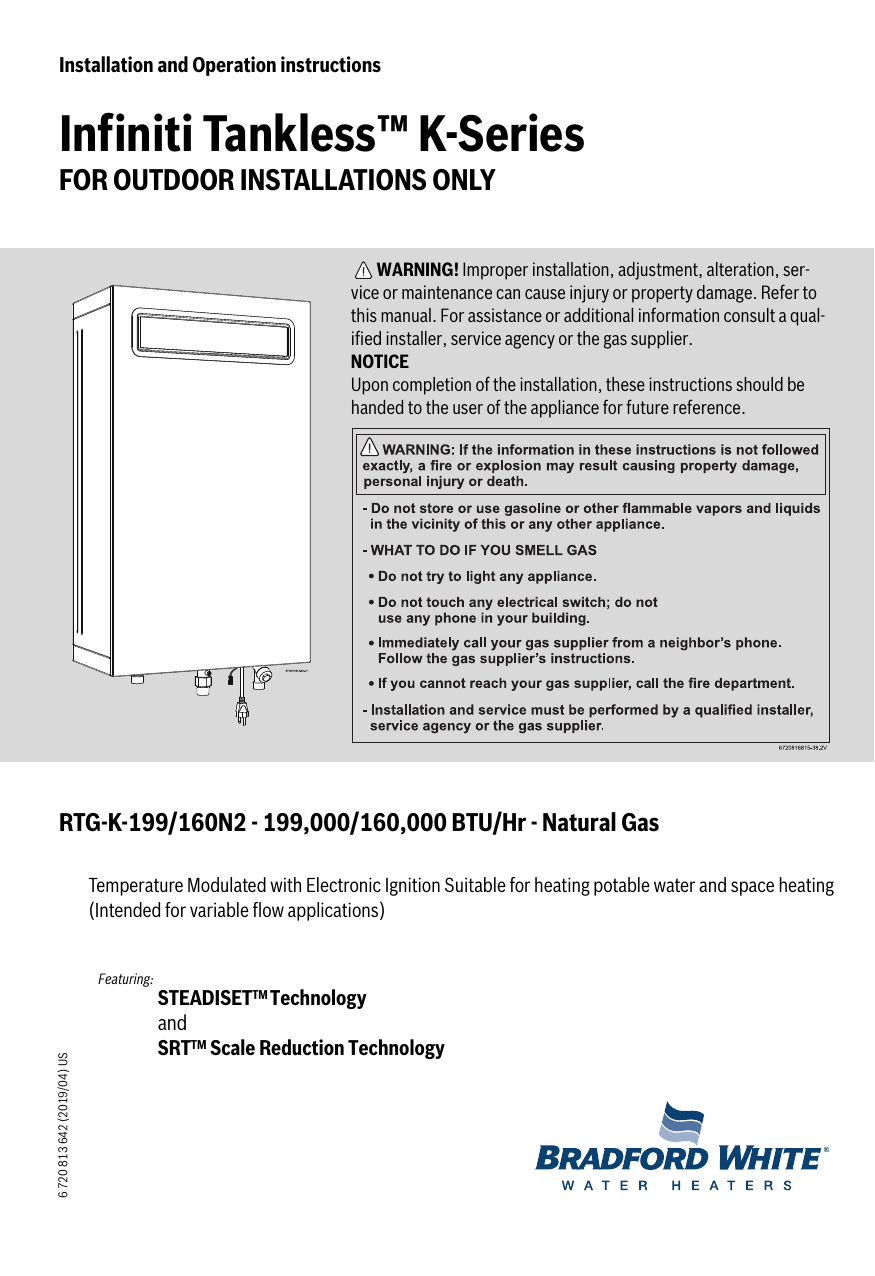 Bradford White Rtg K 160 N2 Rtg K 199 N2 Manual Manualzz