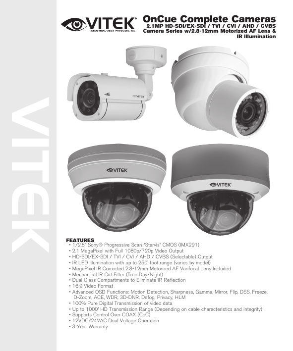 Vitek VTD-HOCCR212M/V Dome Camera 