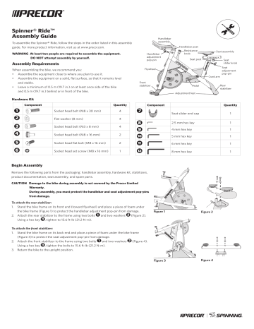 Precor Spinner Ride Assembly Guide 