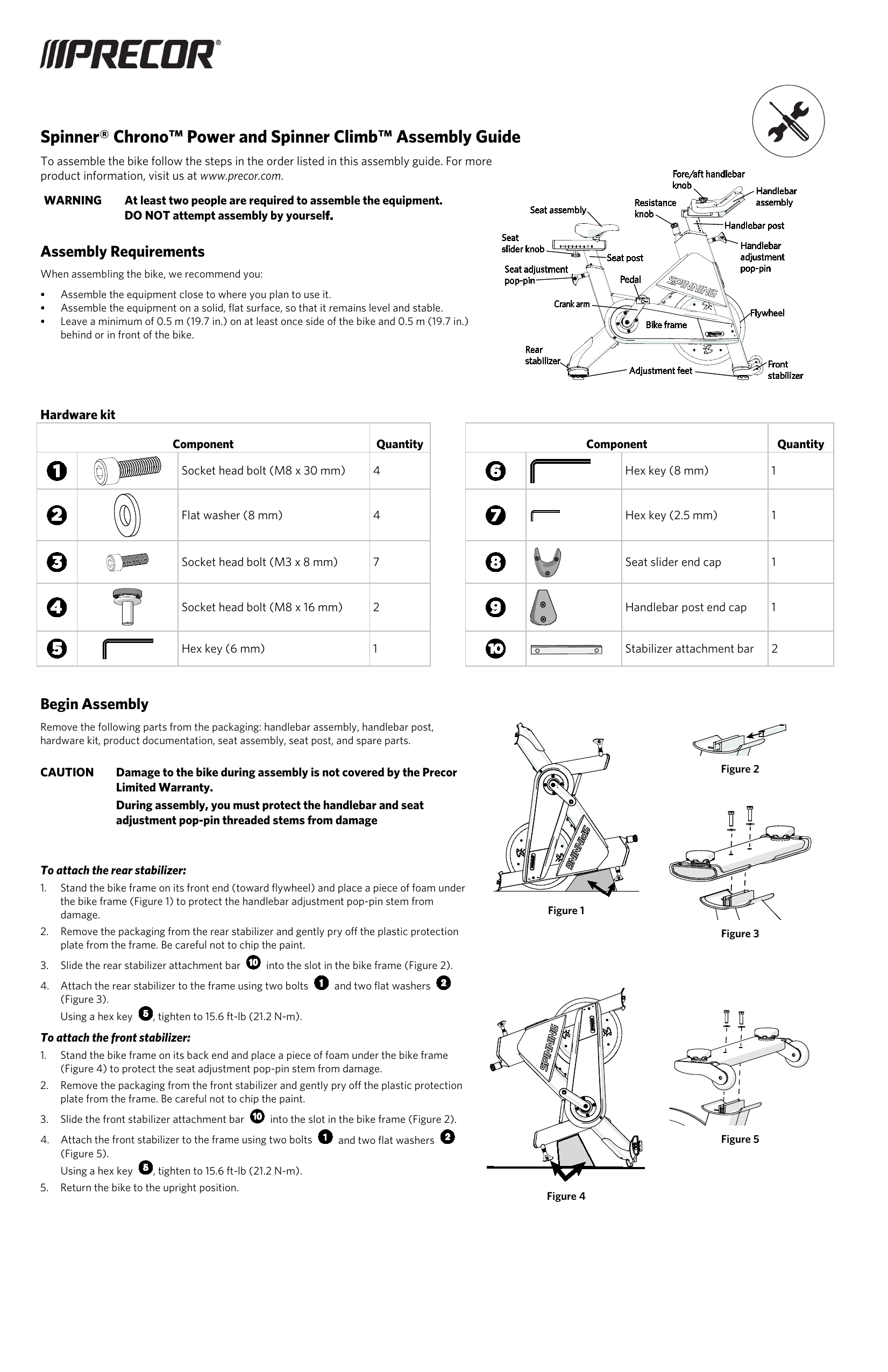 Precor Spinner Climb Assembly Guide Manualzz