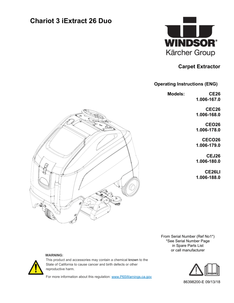 Windsor Chariot 3 iExtract 26 DUO Owner's manual | Manualzz