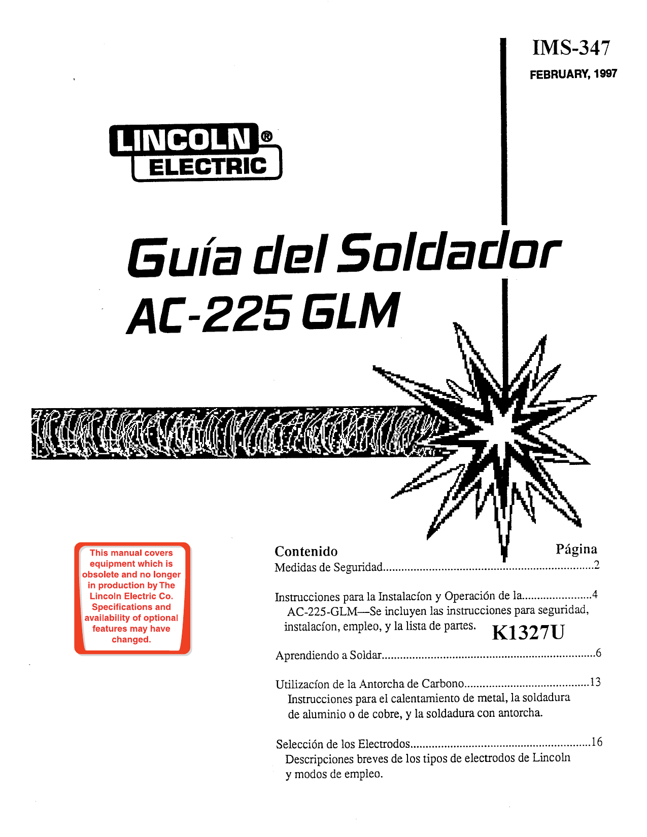 Lincoln Electric AC225GLM 9062 Instrucciones de operación Manualzz