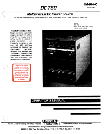 Lincoln Electric Dc750 Ce Instrukcja Obslugi Manualzz