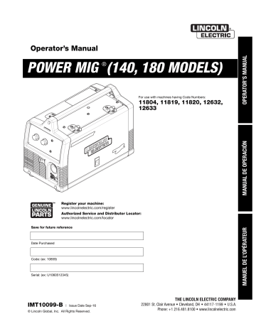 Lincoln Electric POWER MIG 140C w Magnum PRO 100L gun - 11819 Operator ...