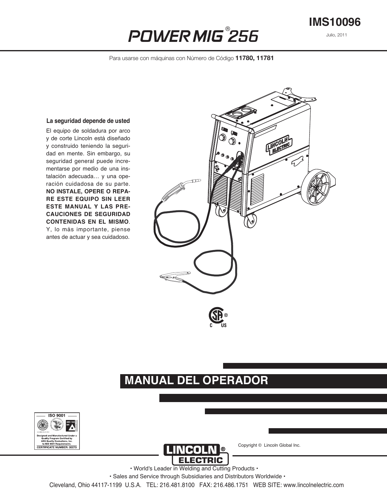 Lincoln Electric POWER MIG 216 Operating Instructions