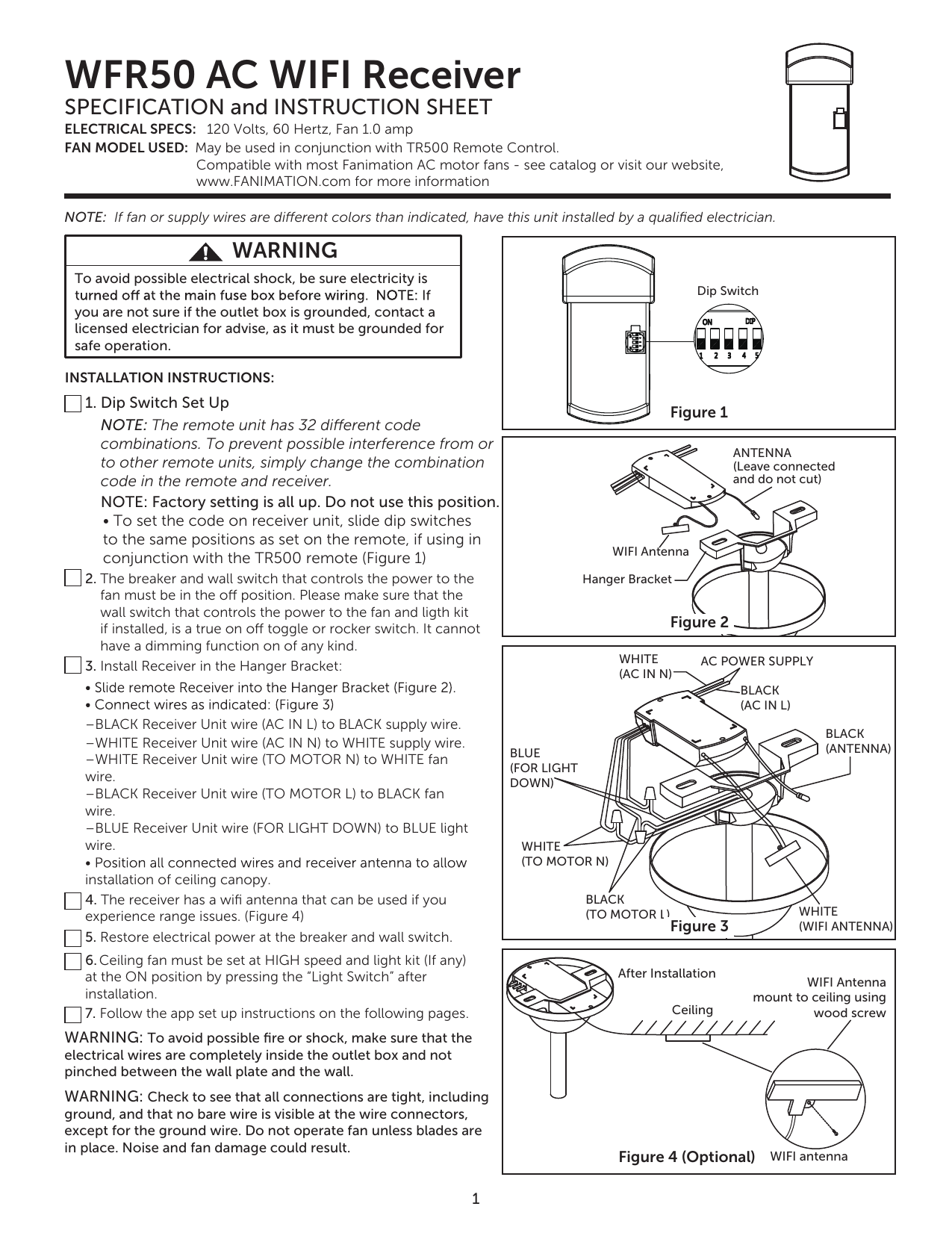 fanimation wfr50 ac receiver user manual manualzz alt gw