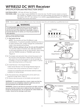 Fanimation WFR8152 Instruction Sheet 