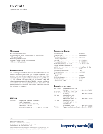 Beyerdynamic TG V35 s MIC SET Spezifikation | Manualzz