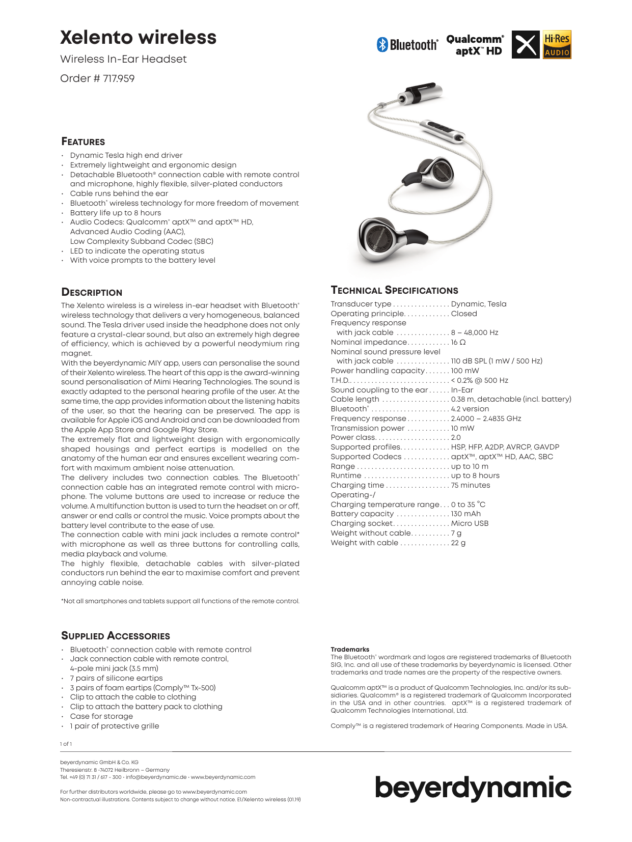 beyerdynamic xelento wireless cable