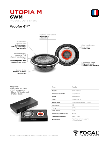 Focal 6WM Specification sheet | Manualzz