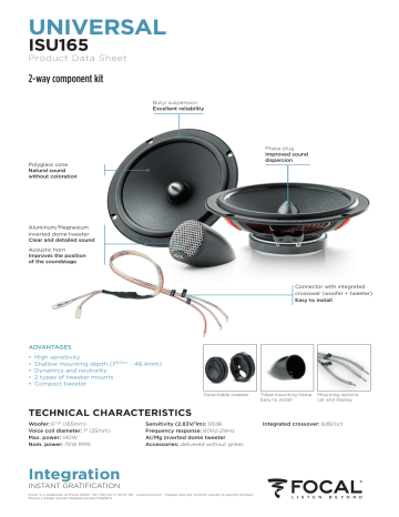 Focal ISU165 Product data sheet | Manualzz
