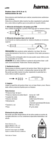 Hama 69003554 LP8 Laser Pointer, 4in1 Owner Manual | Manualzz