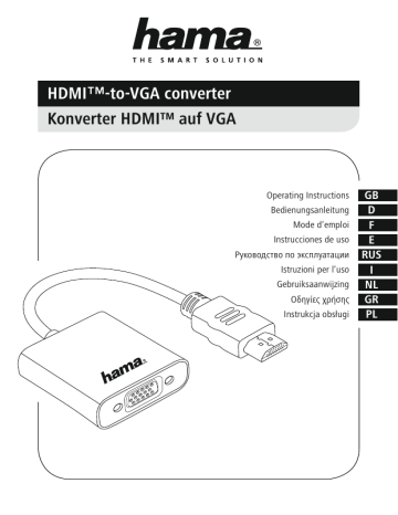 Hama 00054569 HDMI™ Converter for VGA and Audio Manuel utilisateur | Manualzz