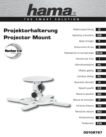 Hama 00108767 Projector Mount for Ceiling Mounting Manuel du propriétaire | Manualzz