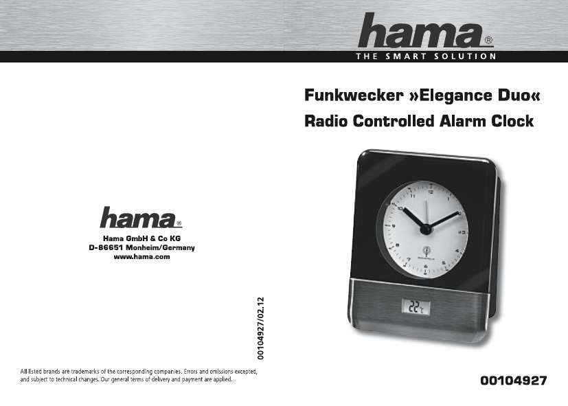Hama 00104927 "Elegance Duo" Radio Controlled Alarm Clock