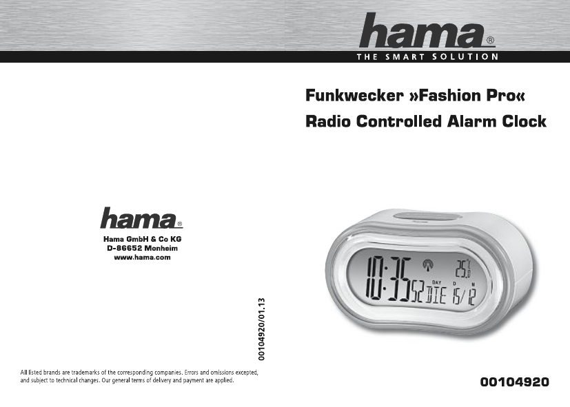 Hama 00104920 "Fashion Pro" Radio Controlled Alarm Clock