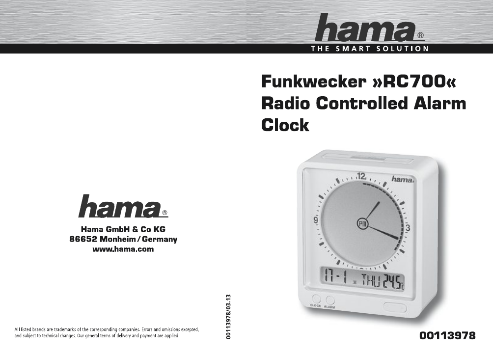 Hama 00113978 "RC700" Radio Controlled Alarm Clock