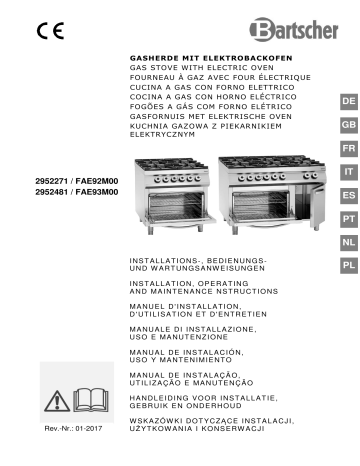 Bartscher Gas Stove 4 Burners El Oven 2 1gn Operating Instructions Manualzz