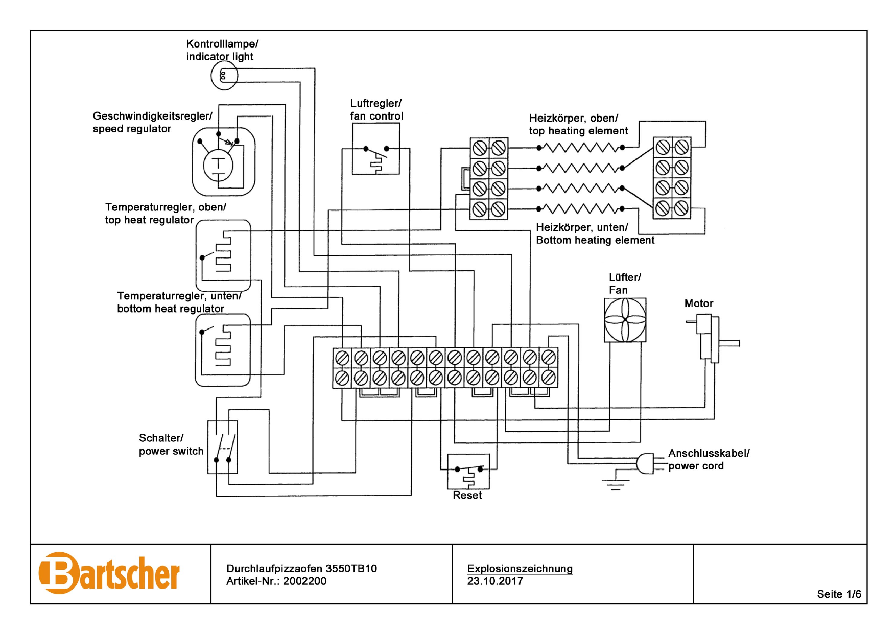 Bartscher 2002200 Conveyor Pizza Oven 3550tb10 Wiring