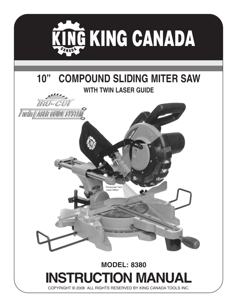 King Canada 8380 User manual Manualzz
