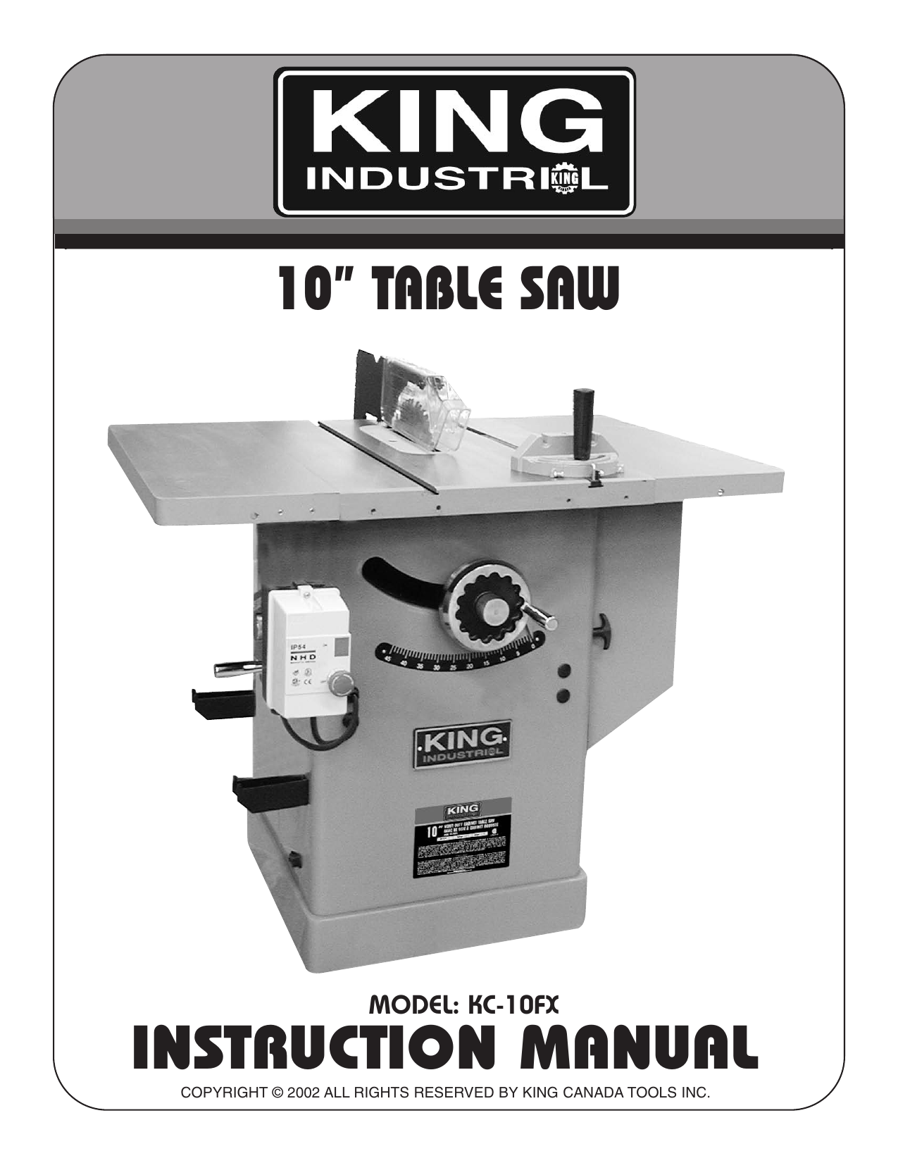 King Canada Kc 10fx Table Saw No Fence