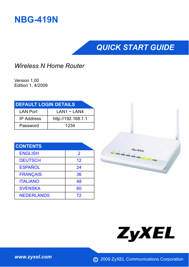 Zyxel Nbg 419n Guía De Inicio Rápido Manualzz 9408