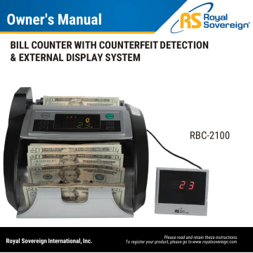 Royal Sovereign RBC-2100 Bill Counter Owner Manual | Manualzz