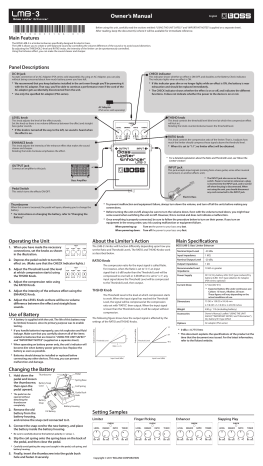 Boss Lmb 3 Bass Limiter Enhancer Owner Manual Manualzz