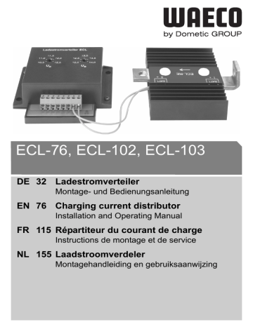 Waeco ECL-76, ECL-102, ECL-103 Charging current distributor Installation and Operating manual | Manualzz