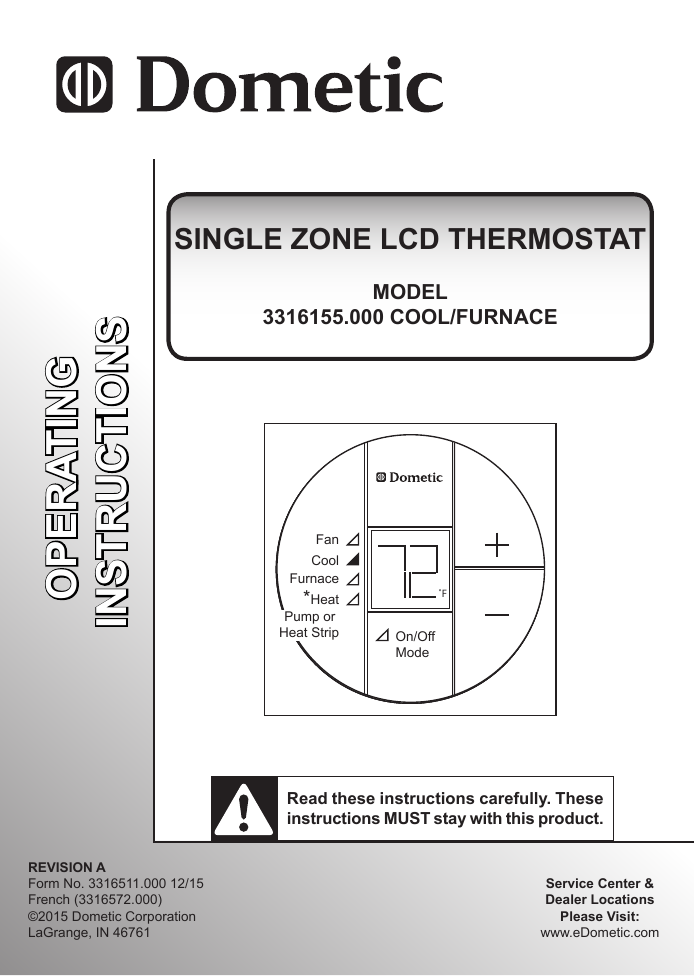 Dometic Single Zone Lcd Thermostat Wiring Diagram - Wiring Diagram