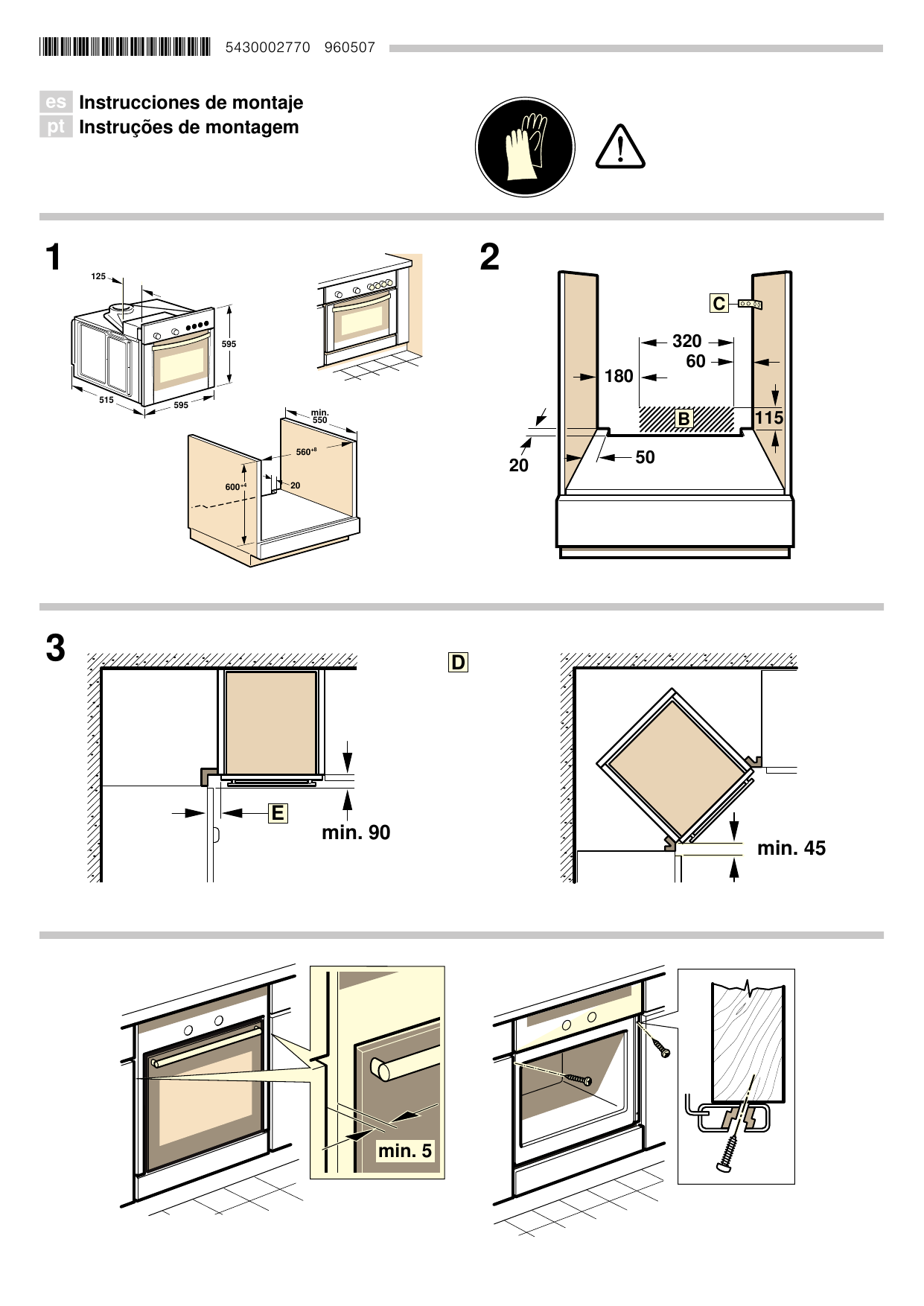 BALAY 3HE503X/01 Acero inoxidable Horno combinable Diseño Fusión Guía de  instalación | Manualzz