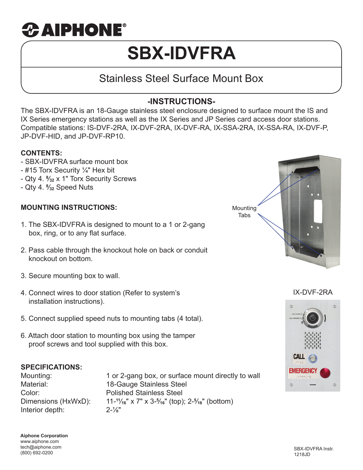 vertical sbx ip 320 installation manual