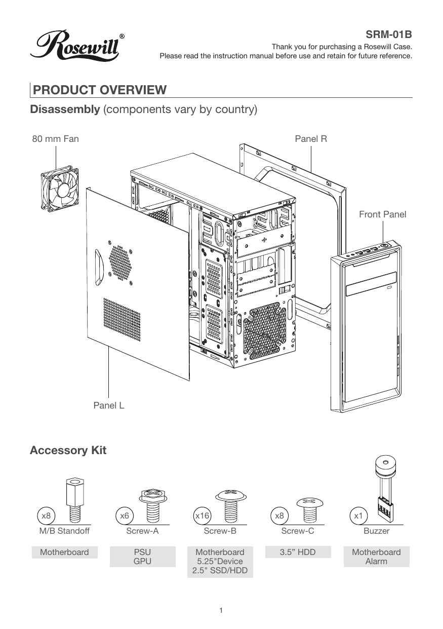 Rosewill Srm 01b Micro Atx Mini Tower User Manual Manualzz