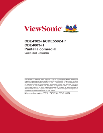 ViewSonic CDE4803-H DIGITAL SIGNAGE Guía del usuario | Manualzz