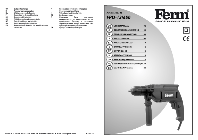 Ferm Pdm1001 Anvandarmanual Manualzz