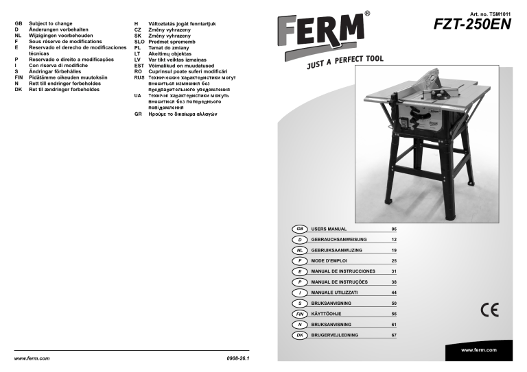 Ferm Tsm1011 User Manual Manualzz