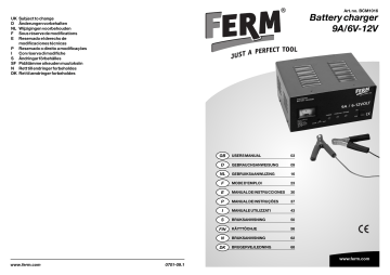 Ferm BCM1016, 9A/6V-12V Ohjekirja | Manualzz