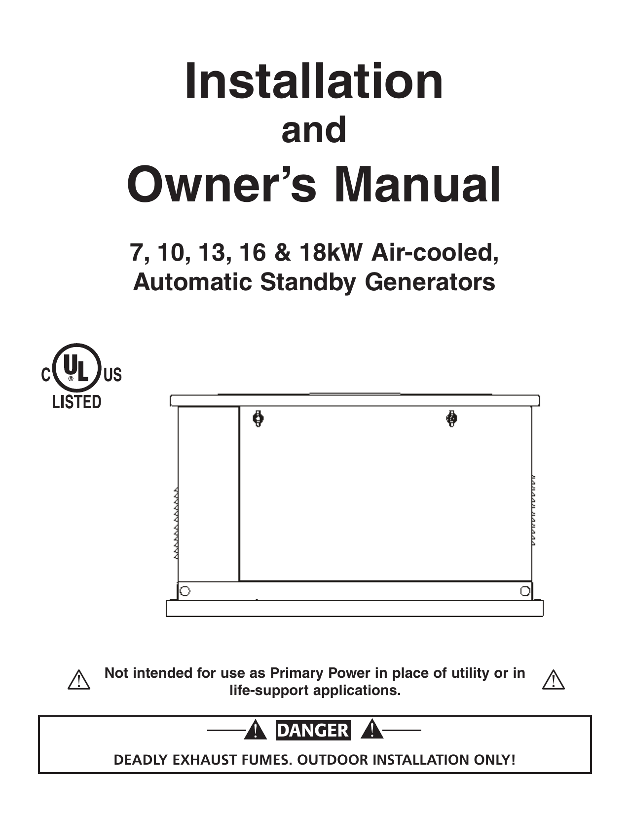 Generac 18 kW G0054160 Standby Generator Manual | Manualzz