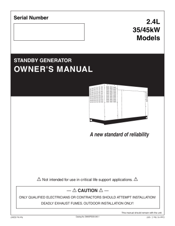 Generac 35 kW QT03524KNSN Standby Generator Manual | Manualzz