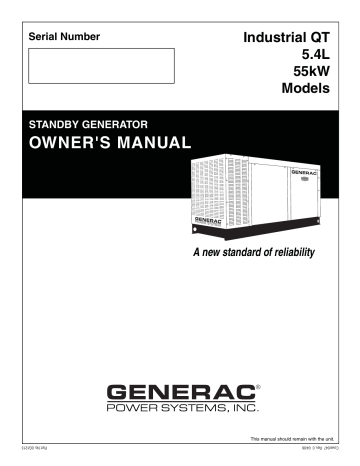 Generac 55 kW QT05554ANNNA Standby Generator Manual | Manualzz