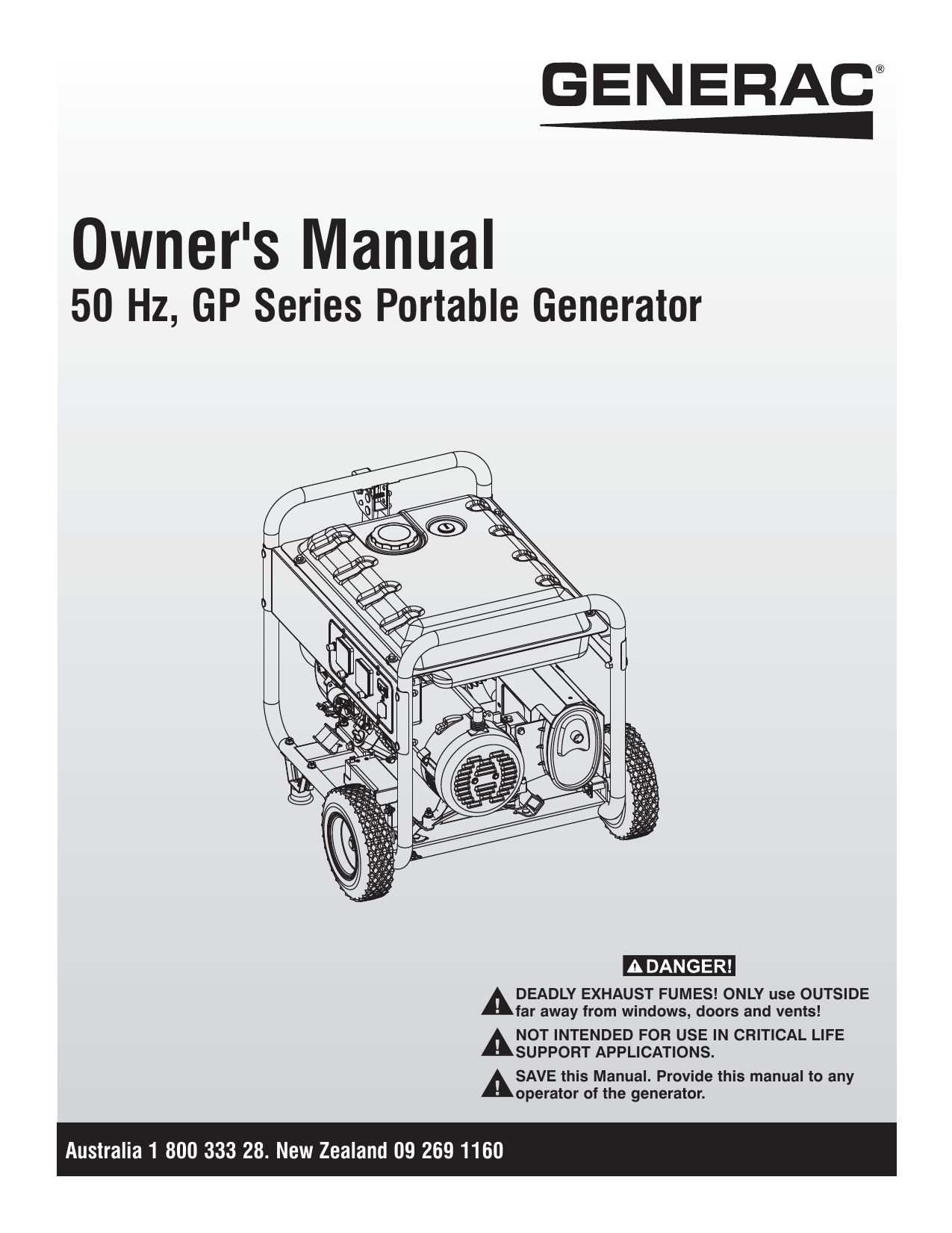 Generac Gp5000 0064260 Portable Generator Manual Manualzz