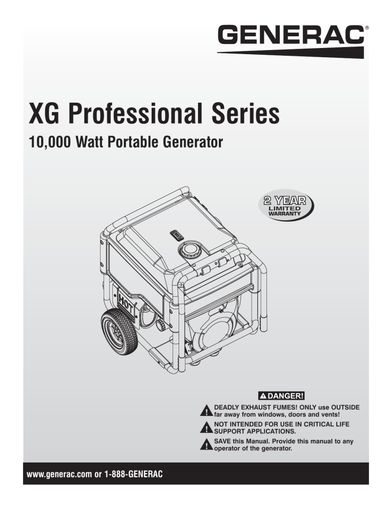 Generac XG10000E 0058021 User manual | Manualzz