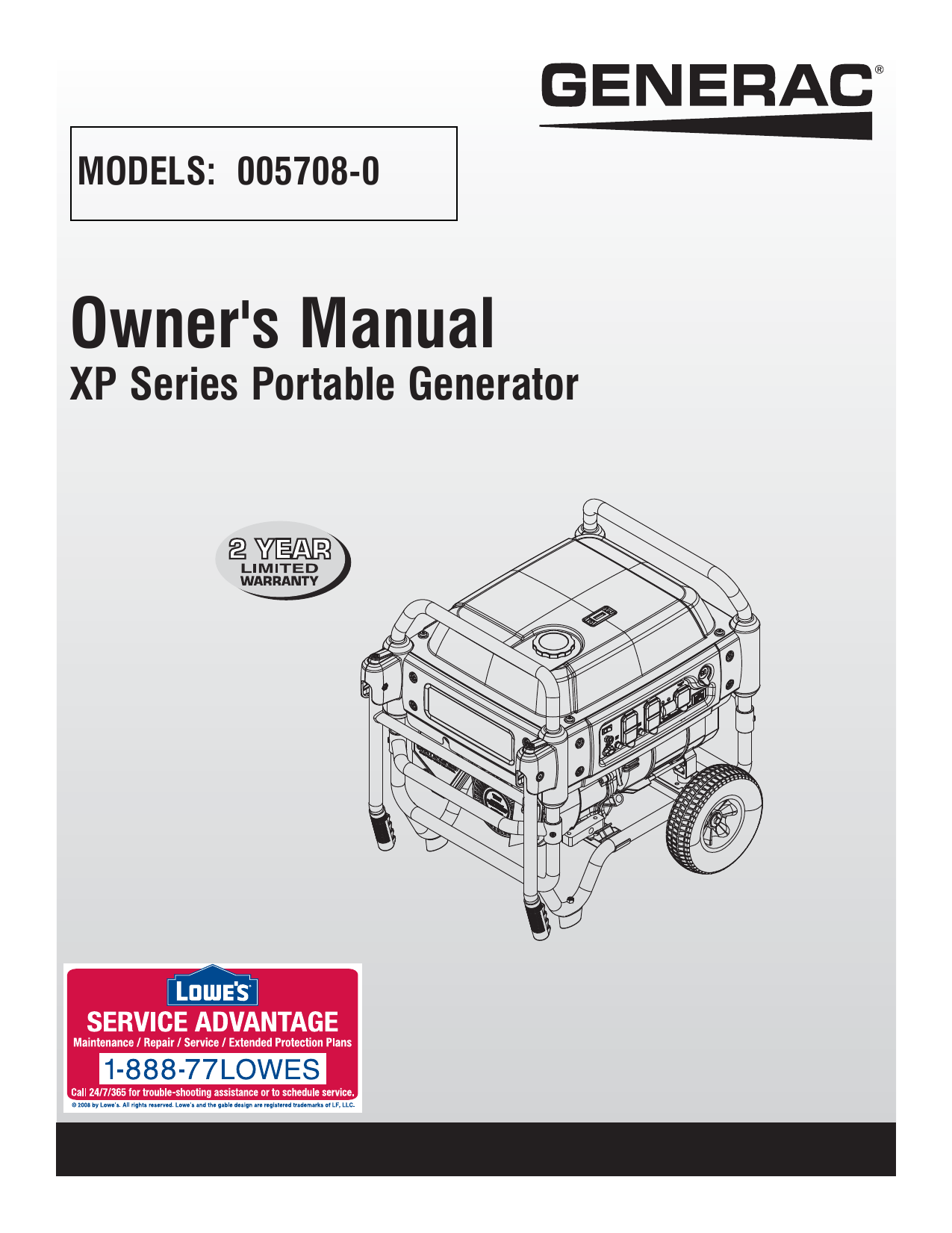 Generac XP8000E 0057080 Portable Generator Manual Manualzz