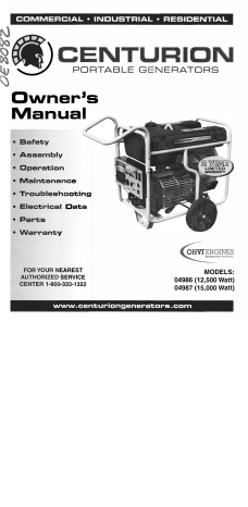 Generac Centurion 12500 0049860 Portable Generator Manual | Manualzz